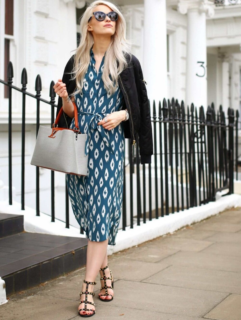 Equipment Tegan 100% Silk Sleeveles Blue Green Ikat Print Midi Dress Size L
